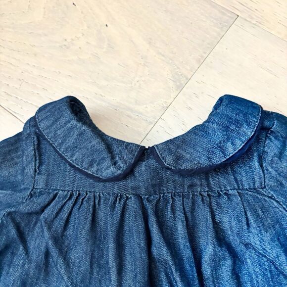 Baby Gap Dress Girl 3 - 6 months Blue chambray long sleeve button collared - Picture 3 of 6